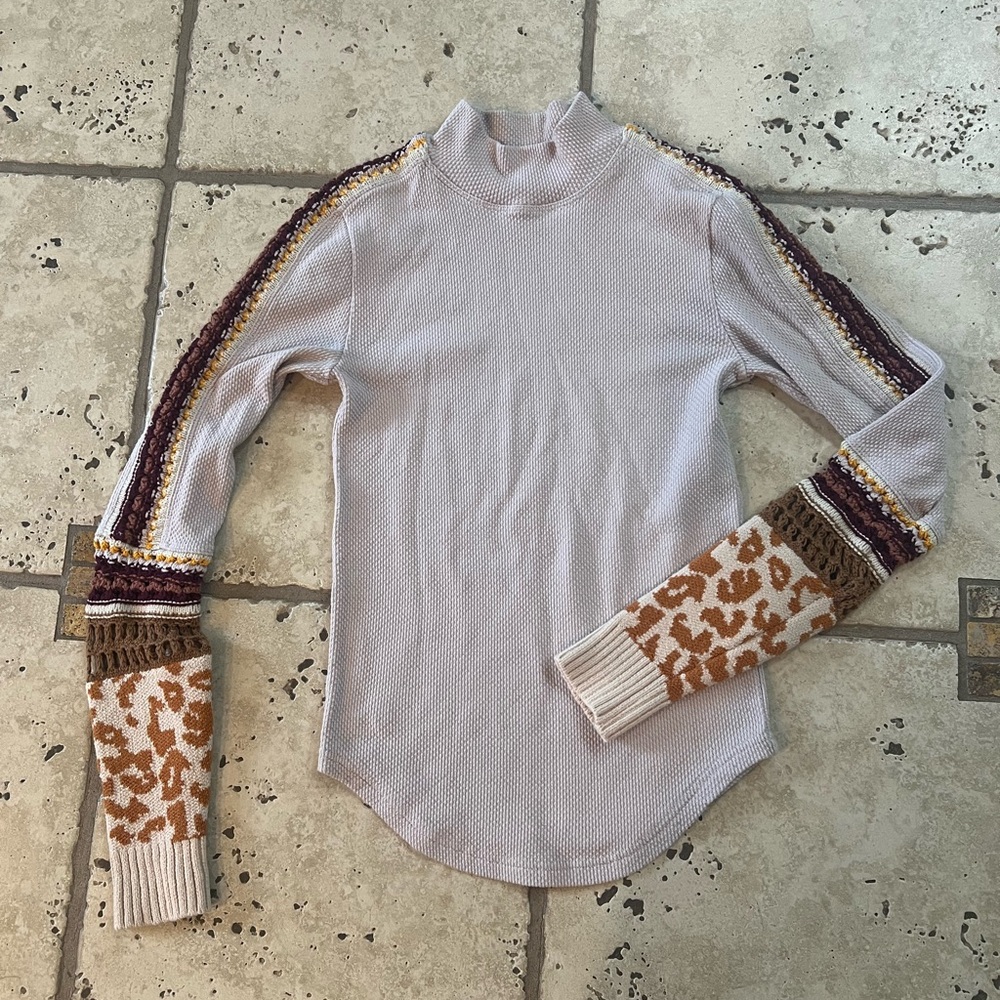 Free People Textured Cream Top